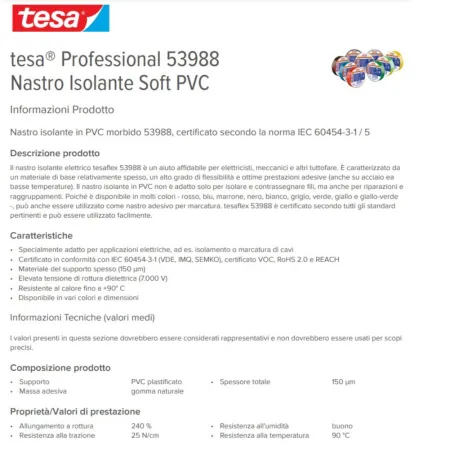 NASTRO ISOLANTE TESA MM 19 X 25 MT ROSSO