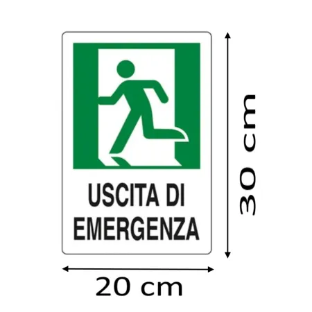 CARTELLO " USCITA EMERGENZA A SX " IN PVC CM 30 X 20