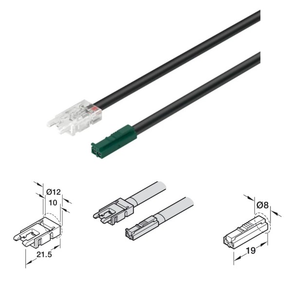 CAVO DI ALIMENTAZIONE HAFELE LOOX5 PER STRISCIE LED 24V MONOCROMATICHE DA 8 MM. 833.95.706