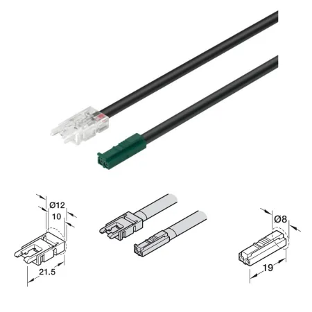 CAVO DI ALIMENTAZIONE HAFELE LOOX5 PER STRISCIE LED 24V MONOCROMATICHE DA 8 MM. 833.95.706