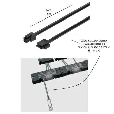 CAVO COLLEGAMENTO SENSORI INCASSO/APPLICARE NERO MT.2,00 HAFELE DA MT.2 COD. 833.89.142