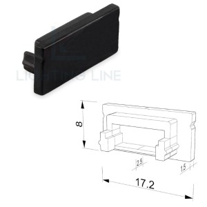 TAPPO NERO PER PROFILO LED RETTANGOLARE SENZA FORO PASSACAVO LEDPOINT