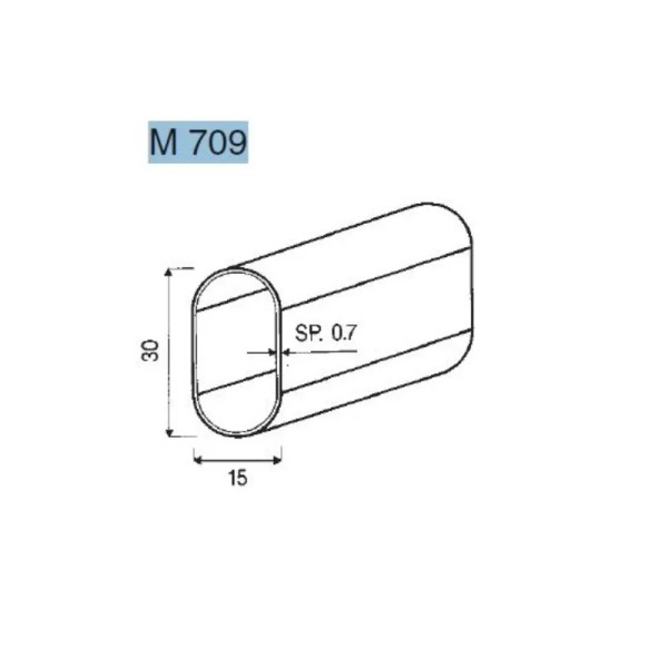 TUBO IN FERRO CROMATO 30X15 mm