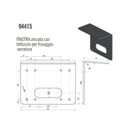 TETTUCCIO CON PISTRA ZINCATA PER FISSAGGIO XDRIN