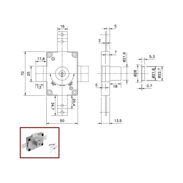 SERRATURA OMR 220330 DX 3 PUNTI CHIUSURA