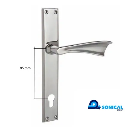 maniglia ziral farfalla su placca con quadro 8 mm distanza 85 mm foro yale cromo