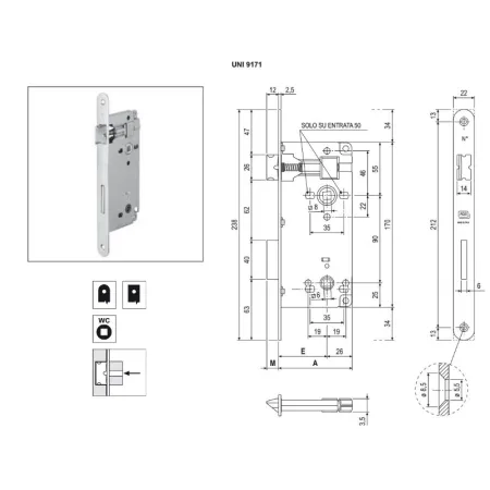 SERRATURA AGB PG  BAGNO 595 BR 50