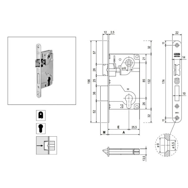 SERRATURA YALE 1024 CENTRO BT CROMO OPACO