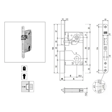 SERRATURA YALE 1024 CENTRO BT CROMO OPACO
