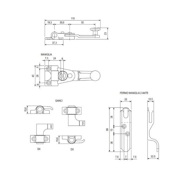 KIT SPAGNOLETTA AGB CONF. BASE RIDOTTA PER 2 ANTE