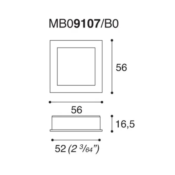 MANIGLIA 9107 B INCASSO MM.56X56 ARGENTO 7