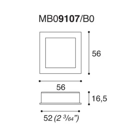 MANIGLIA 9107 B INCASSO MM.56X56 ARGENTO 7