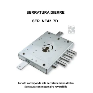SERRATURA DIERRE ART. SER NE42 7 D ENTRATA 70 AMBIDESTRA 3 CATENACCI + 1/2 GIRO