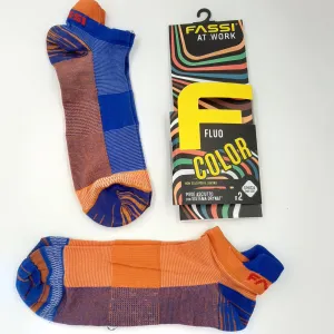 CALZE FASSI FLUO-COLOR ARANCIO/BLU - CONFEZIONE DA 2 PAIA -OFFERTA