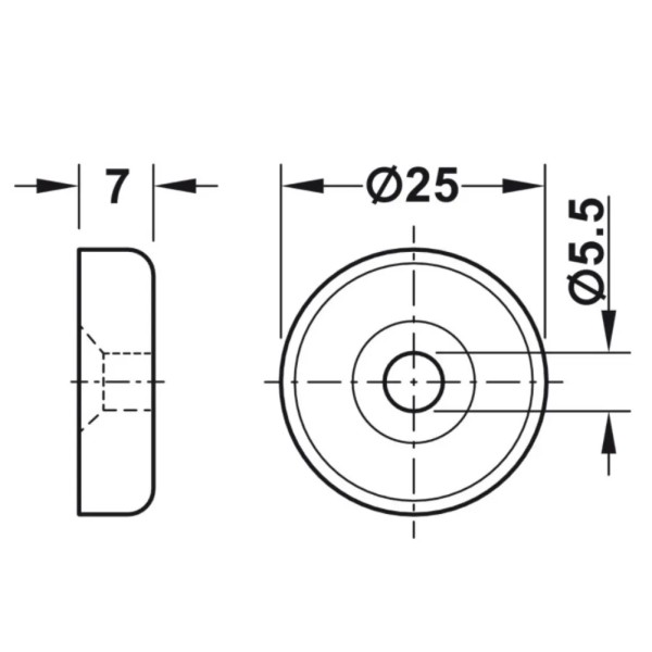CALAMITA HAFELE D.25x7 mm RIVESTITA IN METALLO