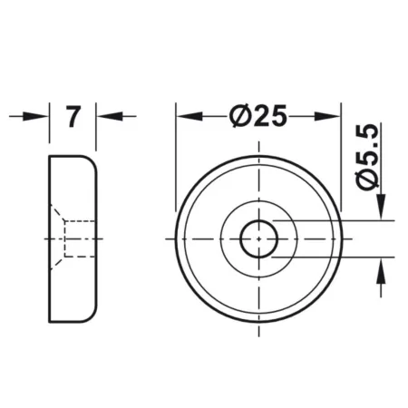 CALAMITA HAFELE D.25x7 mm RIVESTITA IN METALLO