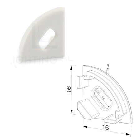 TAPPO PER PROFILO LED ANGOLARE VUOTO CON FORO PASSACAVO LEDPOINT