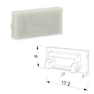 TAPPO GRIGIO PER PROFILO LED RETTANGOLARE SENZA FORO PASSACAVO LEDPOINT