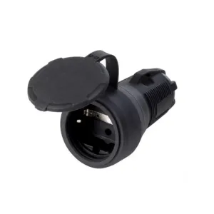 PRESA SCHUKO CALPESTABILE NERA IP54 CON TAPPO -ROSI-