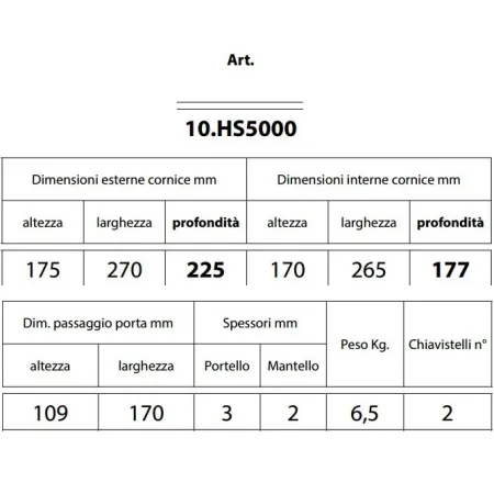 Cassaforte Mottura Hokey 10-HS5000 per Armadi e Camper