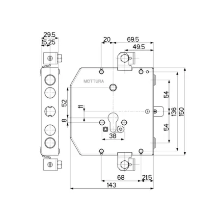 SERRATTURA MOTTURA RICAMBIO "ESETY" 2 CATENACCI CILINDRO EUROPEO 89E306W54T