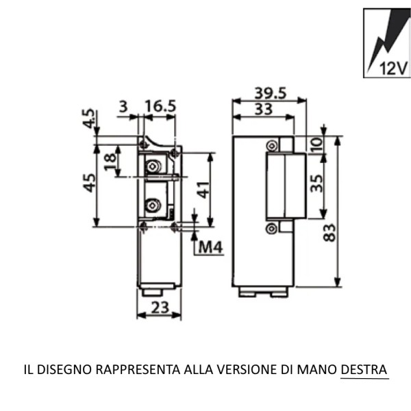 INCONTRO ELETTRICO MOTTURA 94061 SINISTRO 12V