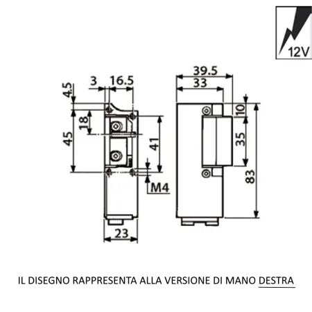 INCONTRO ELETTRICO MOTTURA 94061 SINISTRO 12V