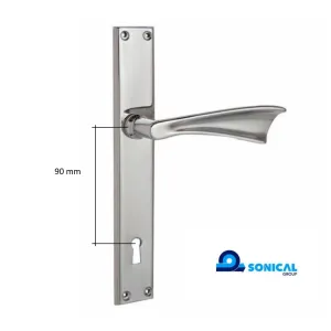 COPPIA MANIGLIE ZIRAL FARFALLA PLACCA 210X32 MM - QUADRO 8 MM - DISTANZA 90 MM CROMO