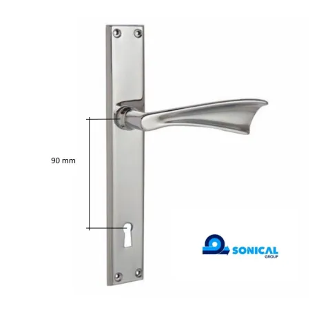 maniglia ziral farfalla su placca con quadro 8 mm distanza 90 mm cromo