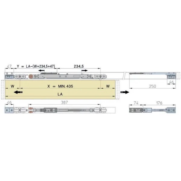 KIT RICHIAMO DECELERATO a DOPPIA AZIONE Kg 120 PER SLIDING PUMA