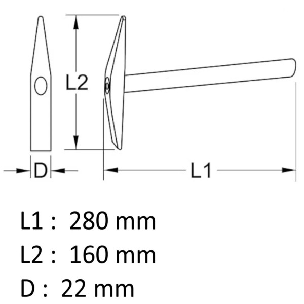MARTELLINA PER SALDATORE CON MANICO IN LEGNO DI FAGGIO CM.28