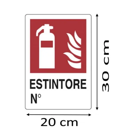 CARTELLO " ESTINTORE N. " IN PVC CM 30 X 20