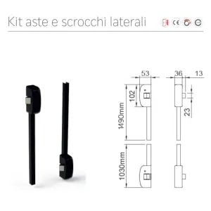 KIT ASTE E SCROCCHI ANTIPANIC CHIUSURA LATERALE art. 455T FINITURA NERO RAL 9005