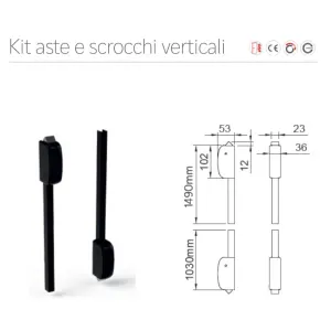 KIT ASTE E SCROCCHI ANTIPANIC CHIUSURA VERTICALE art. 450/T FINITURA NERO RAL 9005