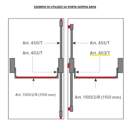 COMANDO MANIGLIONE ANTIPANIC MODELLO "MODULO" 403T CHIUSURA TRIPLICE FINITURA NERO RAL 9005