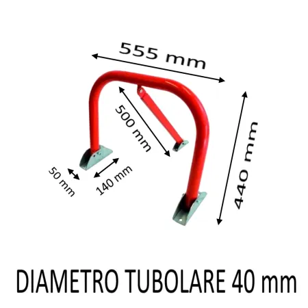 DISSUASORE DI SOSTA ROSSO CON ASTA DI RINFORZO