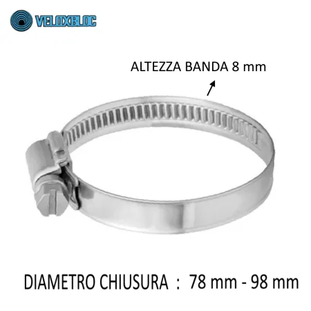 FASCETTA BANDA PERFORATA DA 8 MM . DIAMETRO 78-98