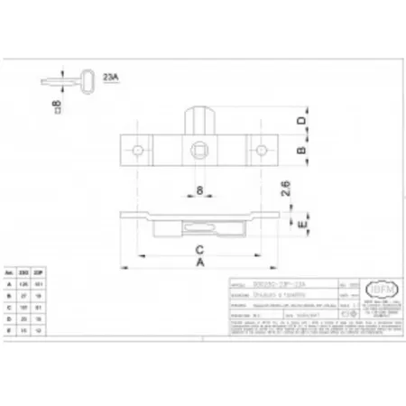 CHIUSURA A TAVELLINO QUADRO FEMMINA Q.8 ART.23-G