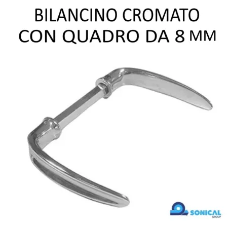 MANIGLIA - BILANCINO CROMATO CON QUADRO DA 8 MM