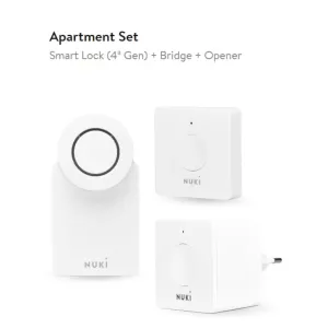APRIPORTA NUKI SMARTLOCK 4a GENERAZIONE  BIANCO CON MATTER + BRIDGE WHITE + OPENER WHITE-PROMO-