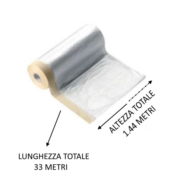 TELO COPRITUTTO CON NASTRO ADESIVO ALTO 1.4 MT X 33 MT DI LUNGHEZZA