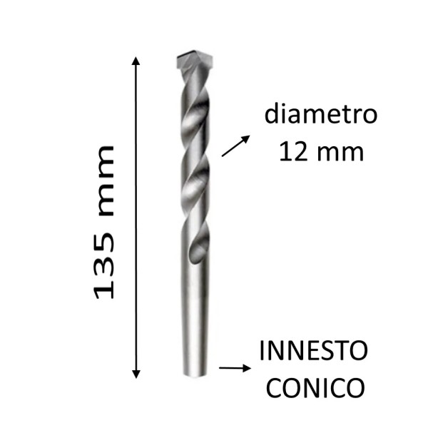 PUNTA DI CENTRAGGIO PER CORONE AD INNESTO CONICO DIAMETRO 12 MM
