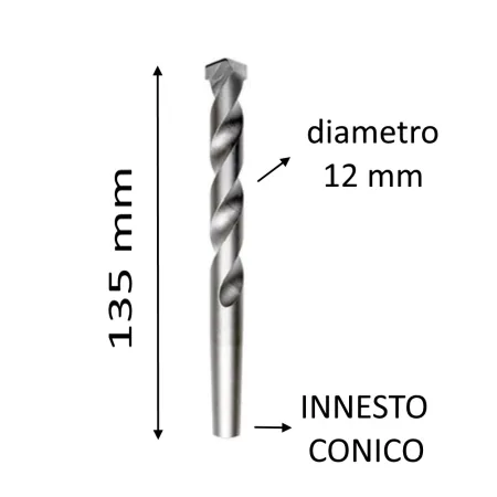 PUNTA DI CENTRAGGIO PER CORONE AD INNESTO CONICO DIAMETRO 12 MM