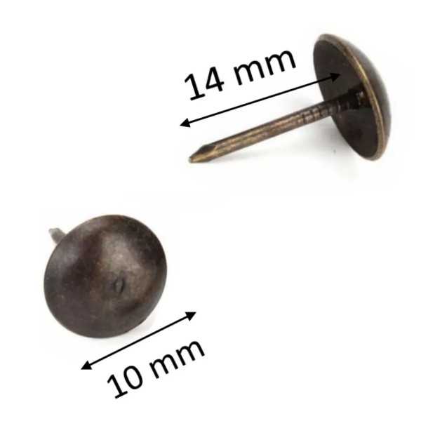 BULLETTA TAPPEZZIERE BRONZATA CON TESTA DIAMETRO 10 MM