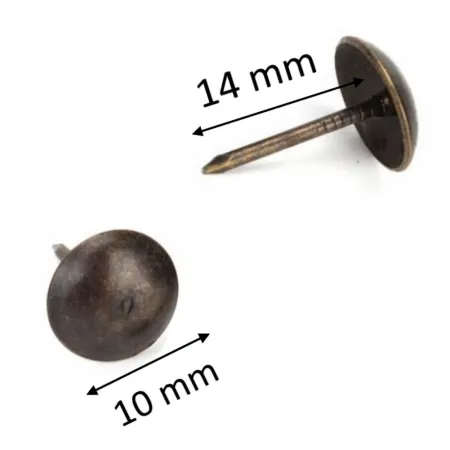 BULLETTA TAPPEZZIERE BRONZATA CON TESTA DIAMETRO 10 MM BULLETTA TAPPEZZIERE BRONZATA CON TESTA DIAMETRO 10 MM
