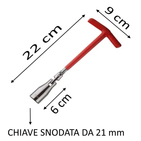 CHIAVE A "T" SNODATA PER CANDELE DA 21 MM