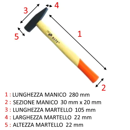 MARTELLO DA BANCO ALTE 300 GR CON MANICO IN LEGNO
