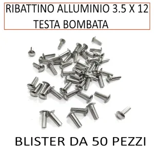 RIBATTINO ALLUMINIO 3.5 X 12 TESTA BOMBATA (CONF.50 PZ)