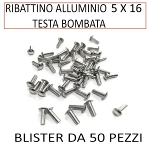 RIBATTINO ALLUMINIO 5 X 16 TESTA BOMBATA (CONF.50 PZ)