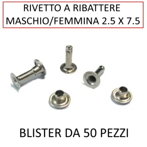 RIVETTO RIBATTERE MASCHIO FEMMINA 2.5 X 7.5 (CONF.50 PZ)
